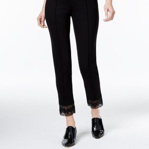 NWT YYIGAL Lace-Trim Seamed Cropped Legging Ponte Pant Small
